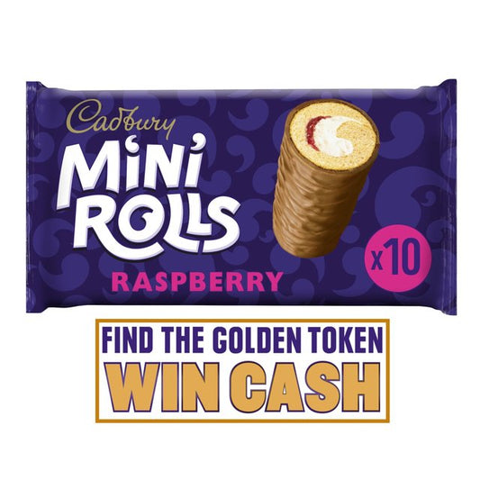Cadbury Mini Rolls Raspberry Family Size 10 per pack