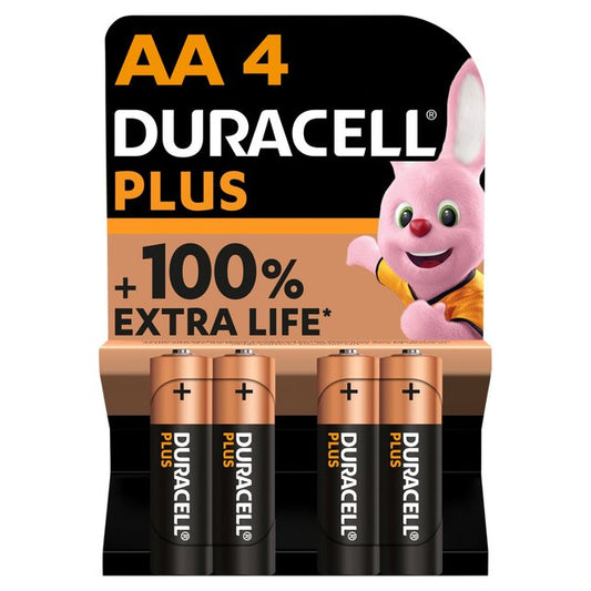 Duracell Plus AA Alkaline Batteries LR6 4 PER PACK
