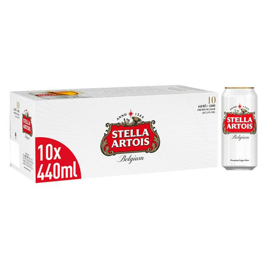 Stella Artois Premium Lager Beer Cans 10x440ml