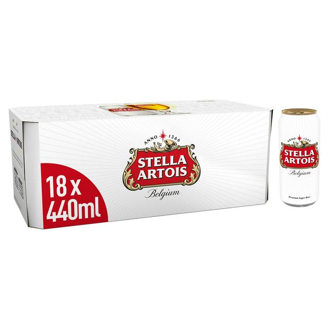 Stella Artois Premium Lager Beer Cans 18x440ml