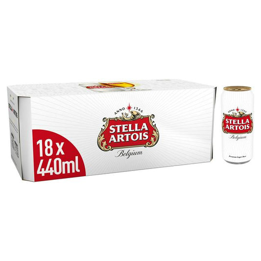 Stella Artois Premium Lager Beer Cans 18x440ml