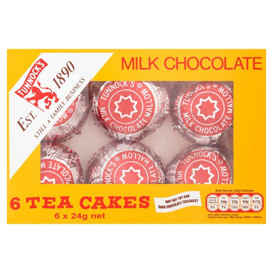 Tunnock's Milk Chocolate Tea Cakes 6's  6x24g