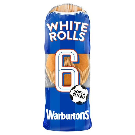 Warburtons Sliced Soft White Rolls 6 per pack